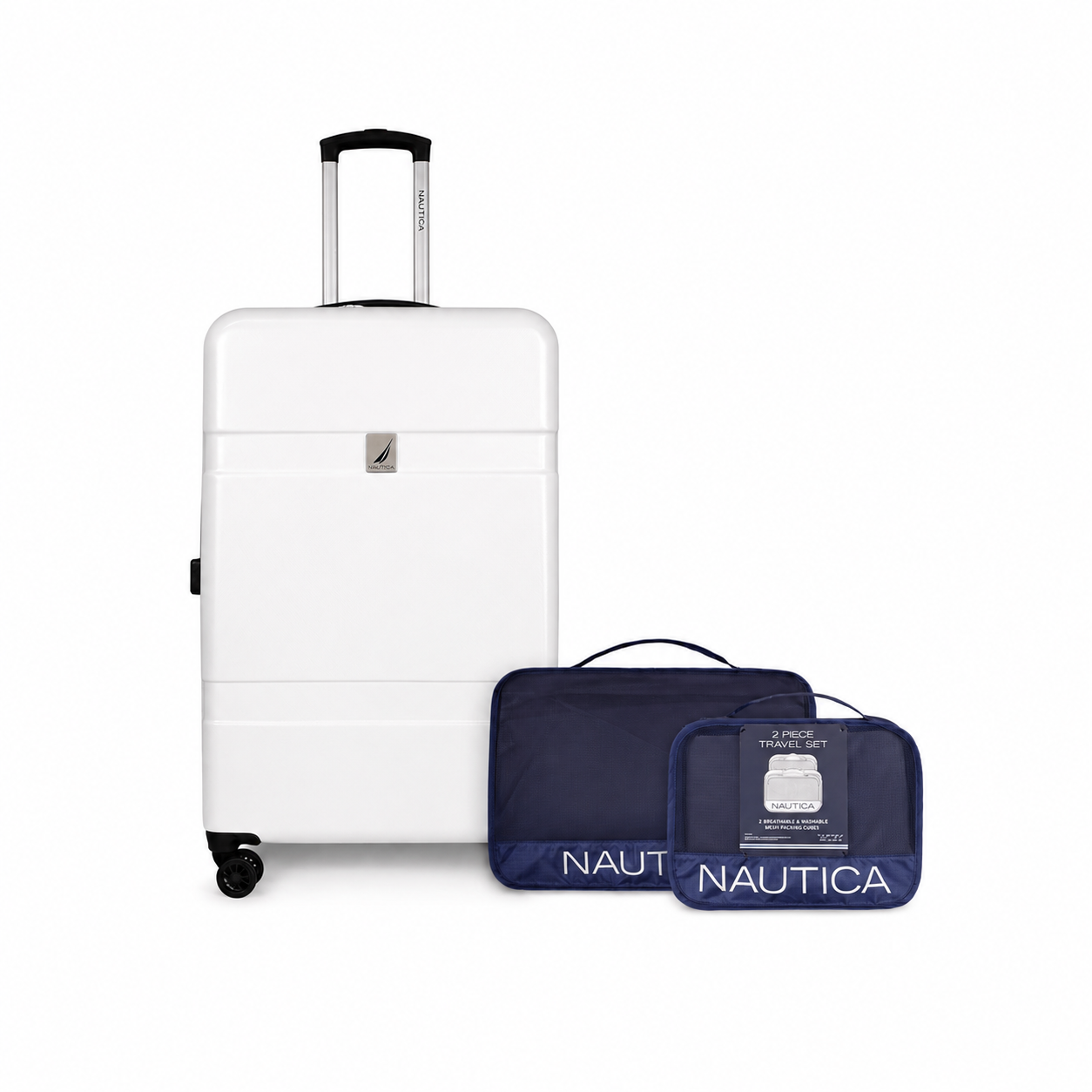 Pack Maleta grande Bora 23kg amarilla + Organizador Nautica blanco