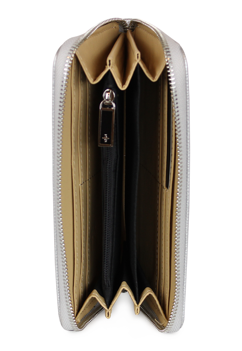 Billetera mujer Bessie plateada Kenneth Cole