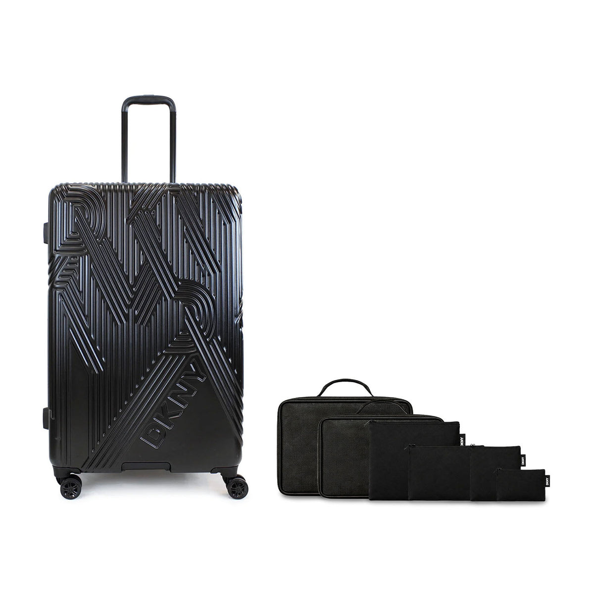 Pack Maleta Grande City Scape + Organizador 6 piezas negro DKNY