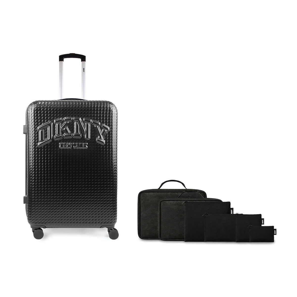 Pack Maleta Grande DKNY Hot Town Negra + 6 Organizadores de Viaje