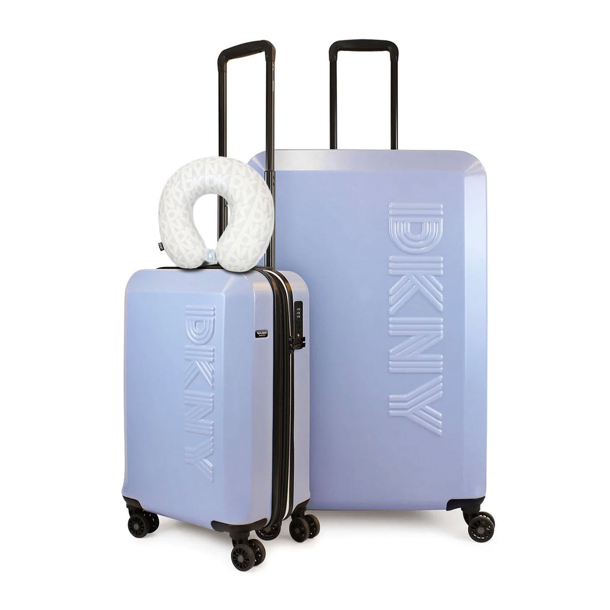 Pack 2 Maletas DKNY Beveled S+L Celeste + Almohada de Viaje Memory Foam