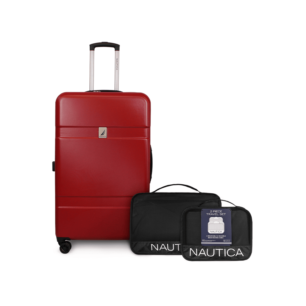 Pack Maleta grande Bora 23kg amarilla + Organizador Nautica rojo