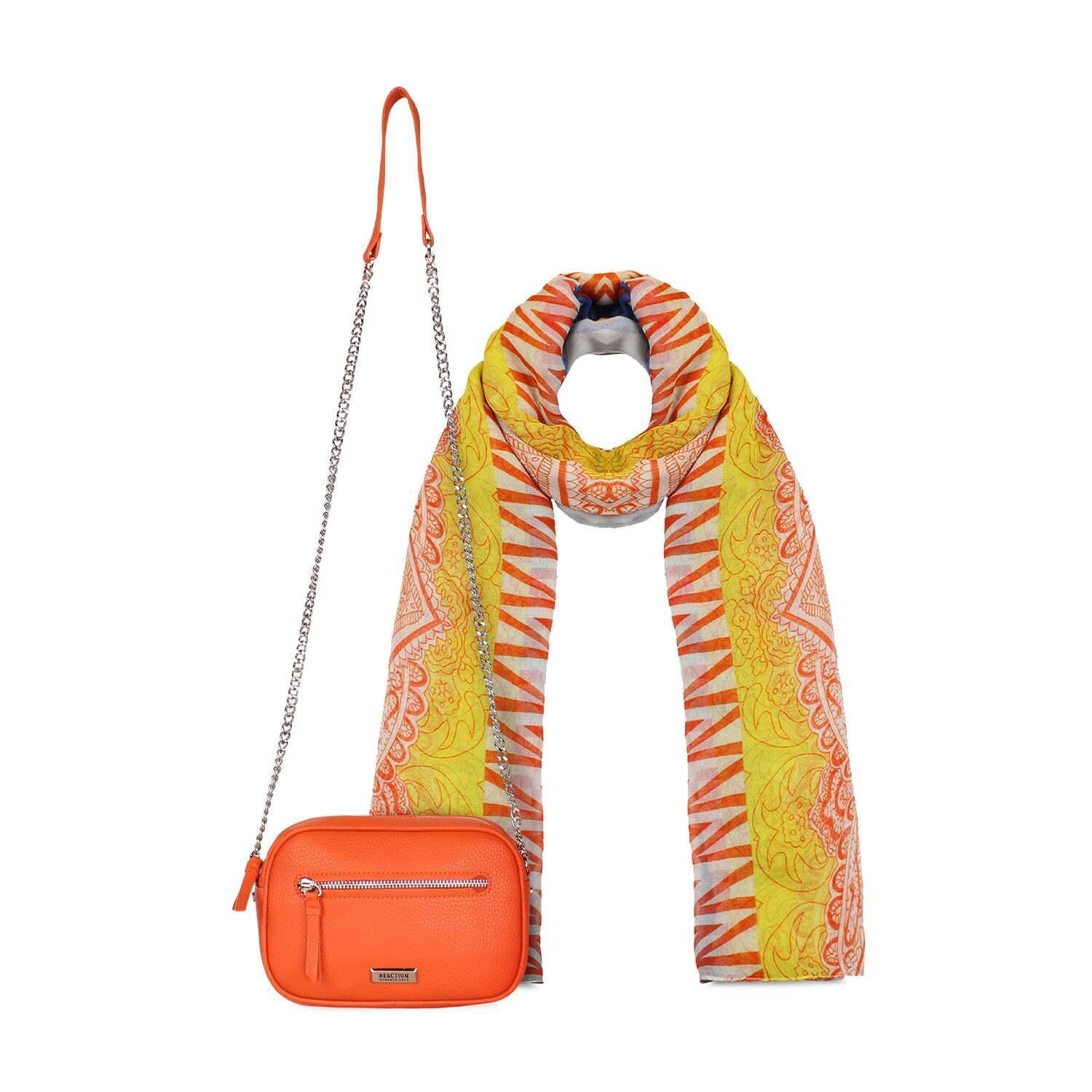 Pack Cartera calixta + Pañuelo Janis naranja