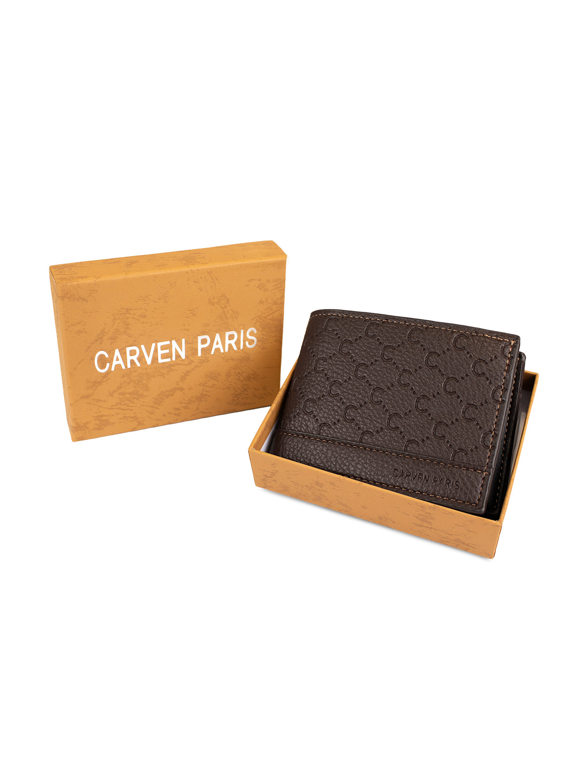 Billetera hombre Lucca café oscuro con monedero Carven Paris