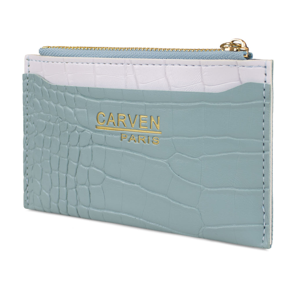 Billetera tarjetero mujer con monedero Zoe Carven celeste