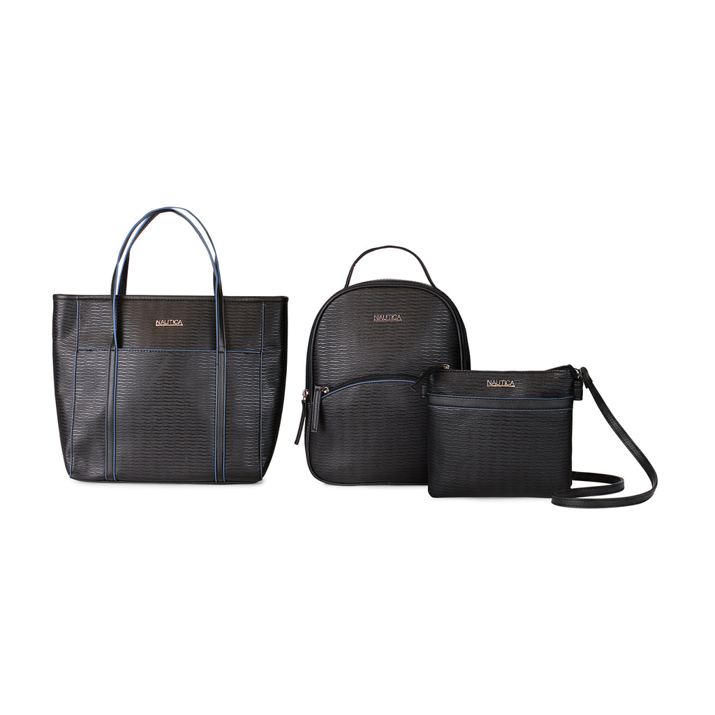Pack Leeway Mochila + Cartera + bandolera negra negro