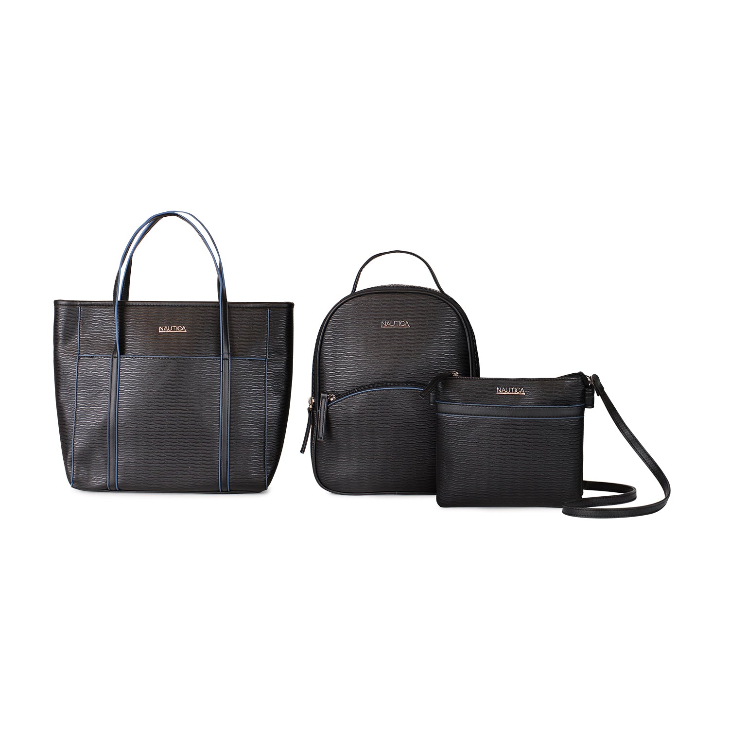 Pack Leeway Mochila + Cartera + bandolera negra negro