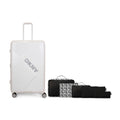 Pack Maleta Grande DKNY Your Call blanca + 6 organizadores de viaje