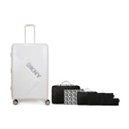 Pack Maleta Grande DKNY Your Call blanca + 6 organizadores de viaje