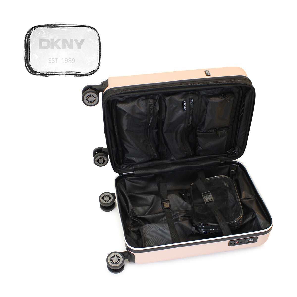 Pack 2 Maleta S+L Soho rosada + Almohada de Viaje DKNY