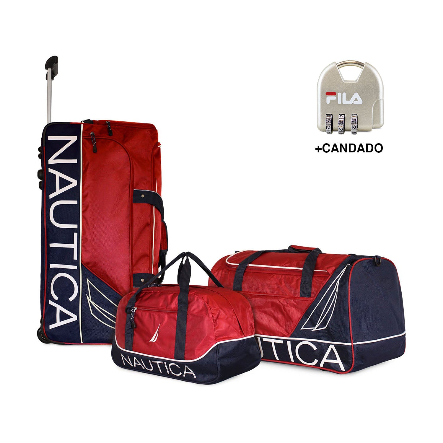 Set 3 Bolsos de Viaje con ruedas Mannar rojo