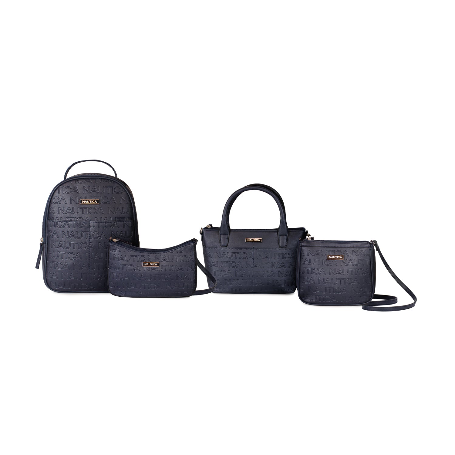 Pack de 4 Mochila + bandolera + Cartera + Bolso tipo cartera azul