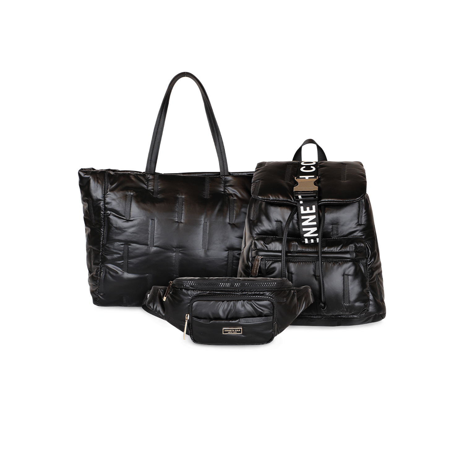 Pack Bolso + Mochila + Banano Pipertote Kenneth Cole negro