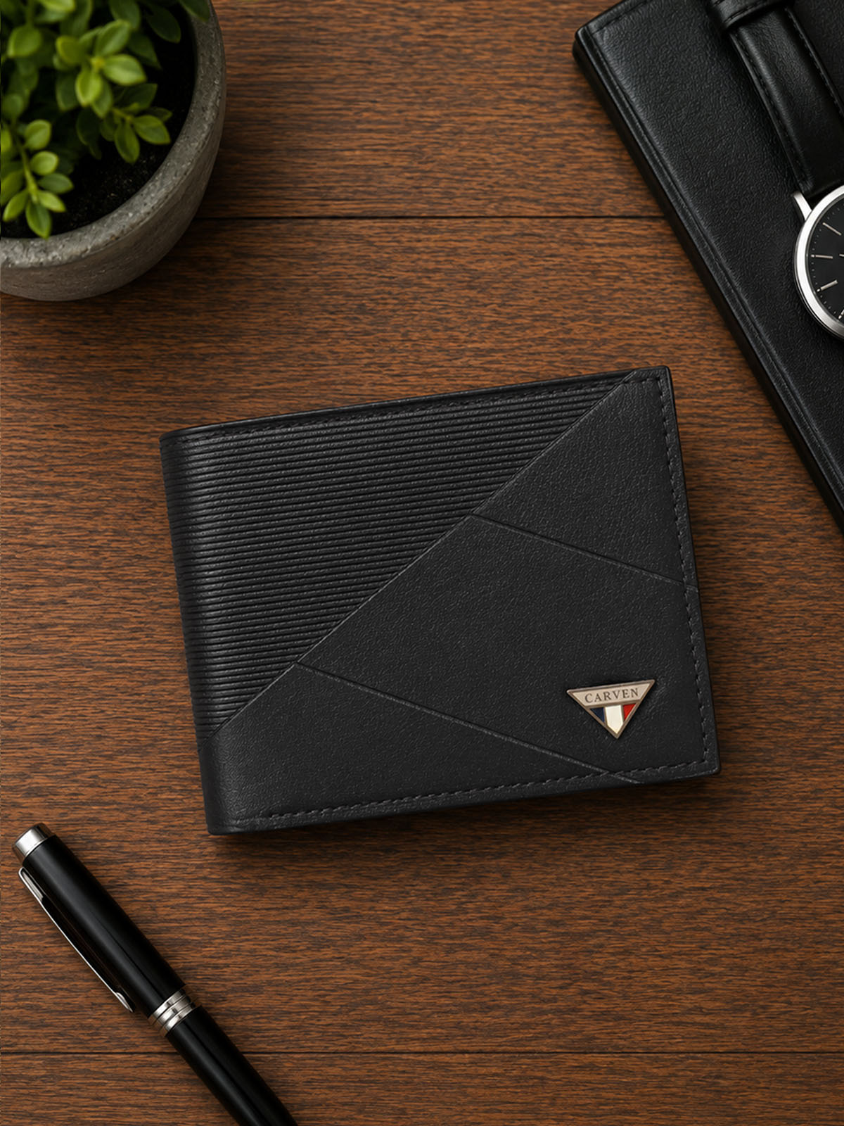 Billetera hombre Enzo negra con monedero Carven Paris