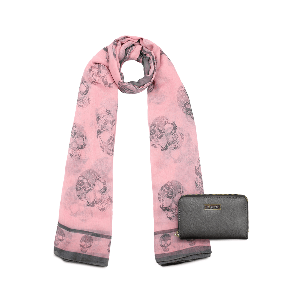 Pack Billetera Trifold + Pañuelo Oni pink gris oscuro