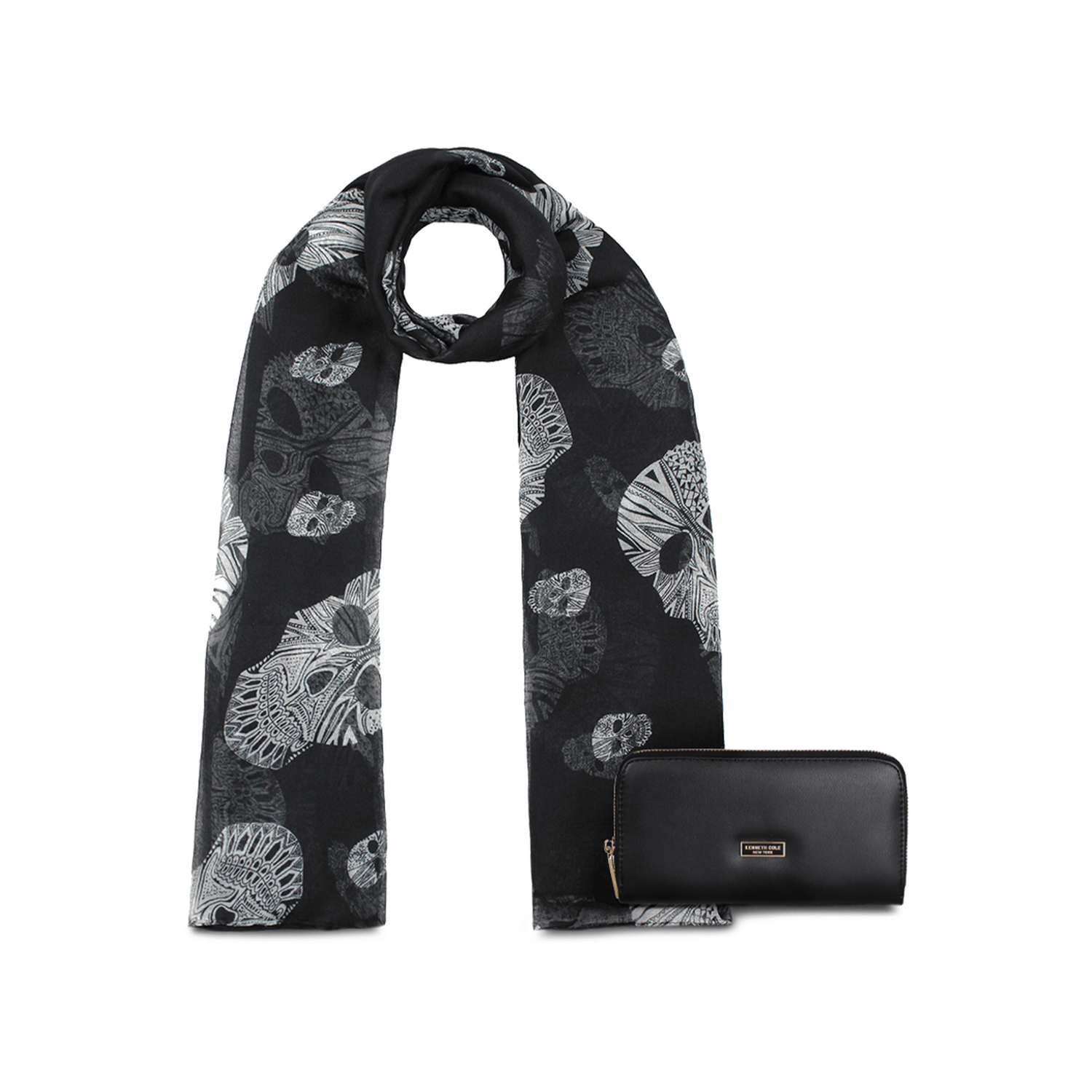 Pack Billetera Goldy negra + Pañuelo Omani negro
