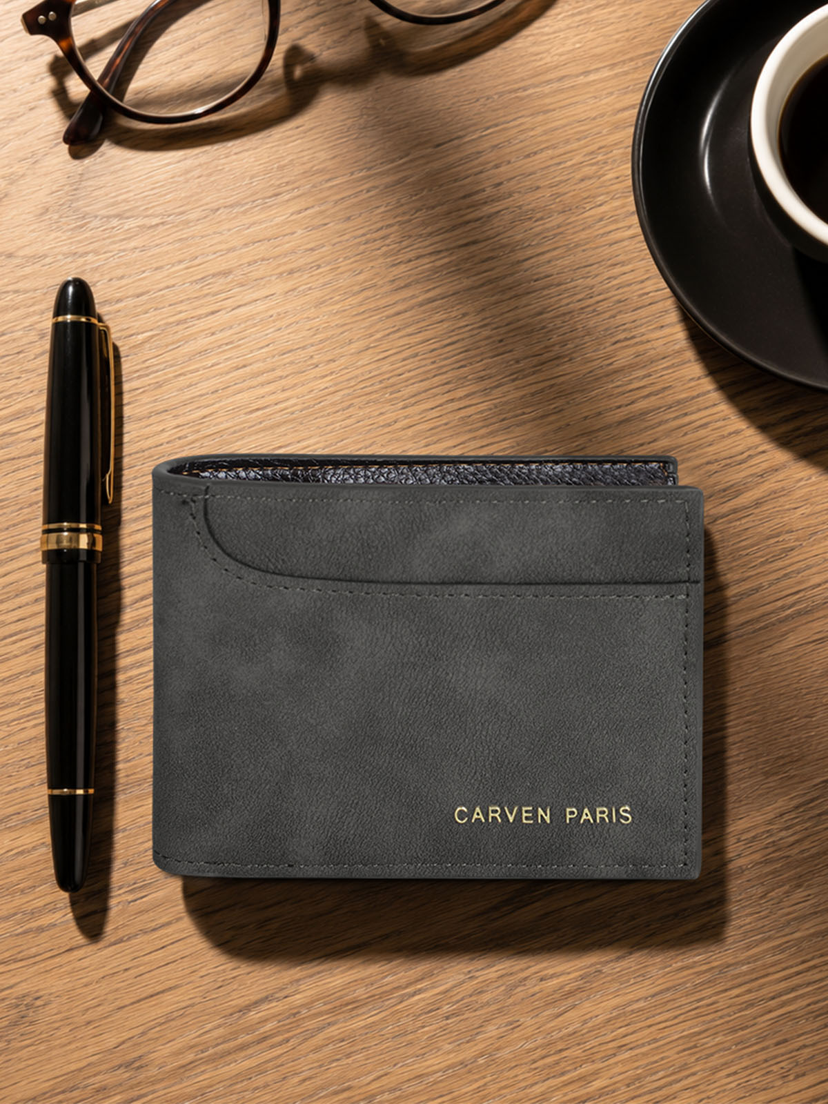 Billetera hombre Jack negra con monedero Carven Paris
