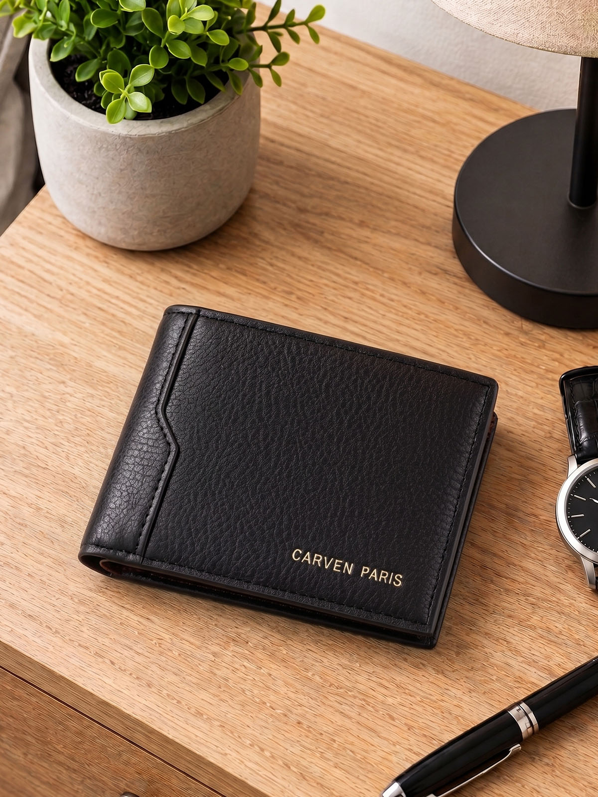 Billetera hombre Dante negra con monedero Carven Paris