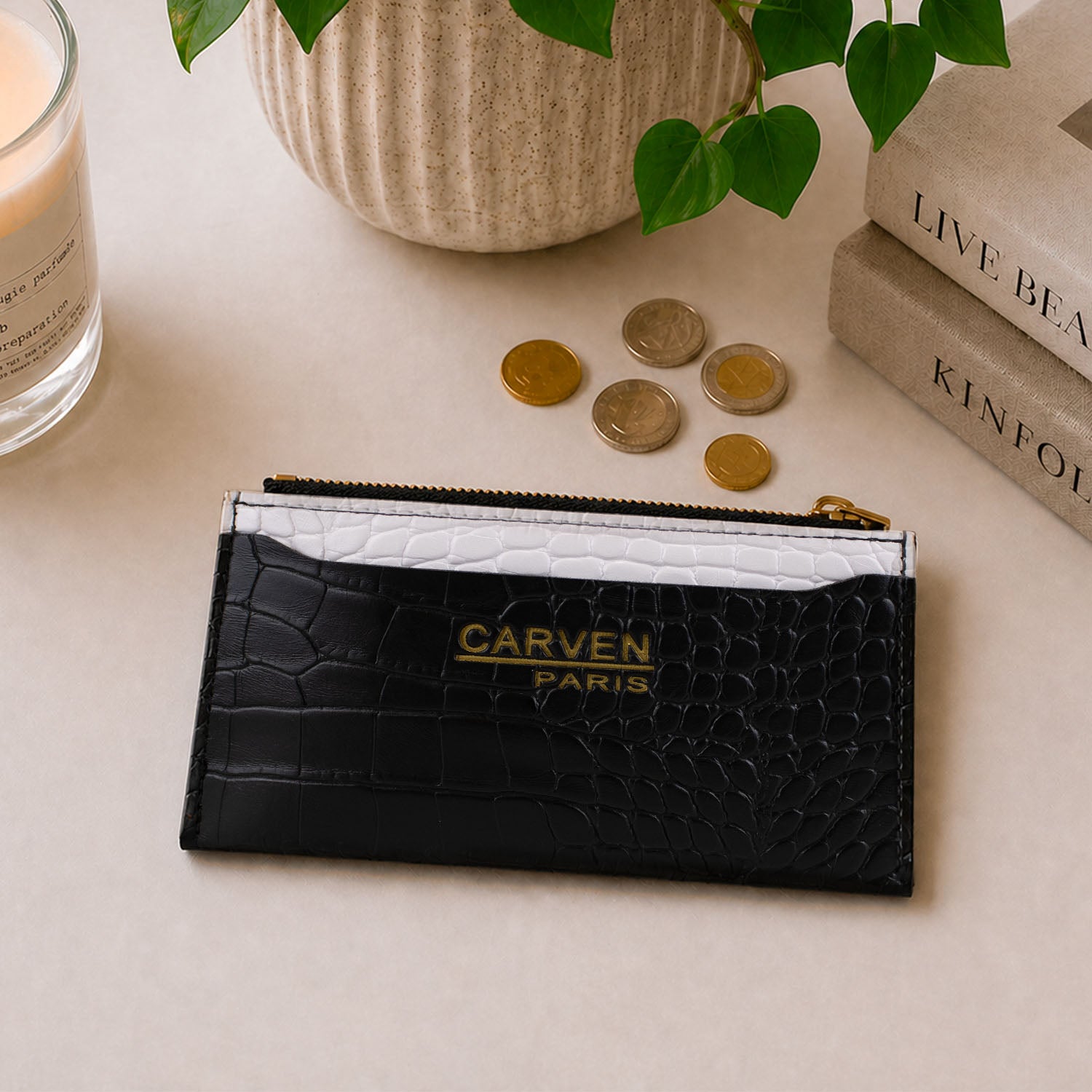 Billetera tarjetero mujer con monedero Zoe Carven negro