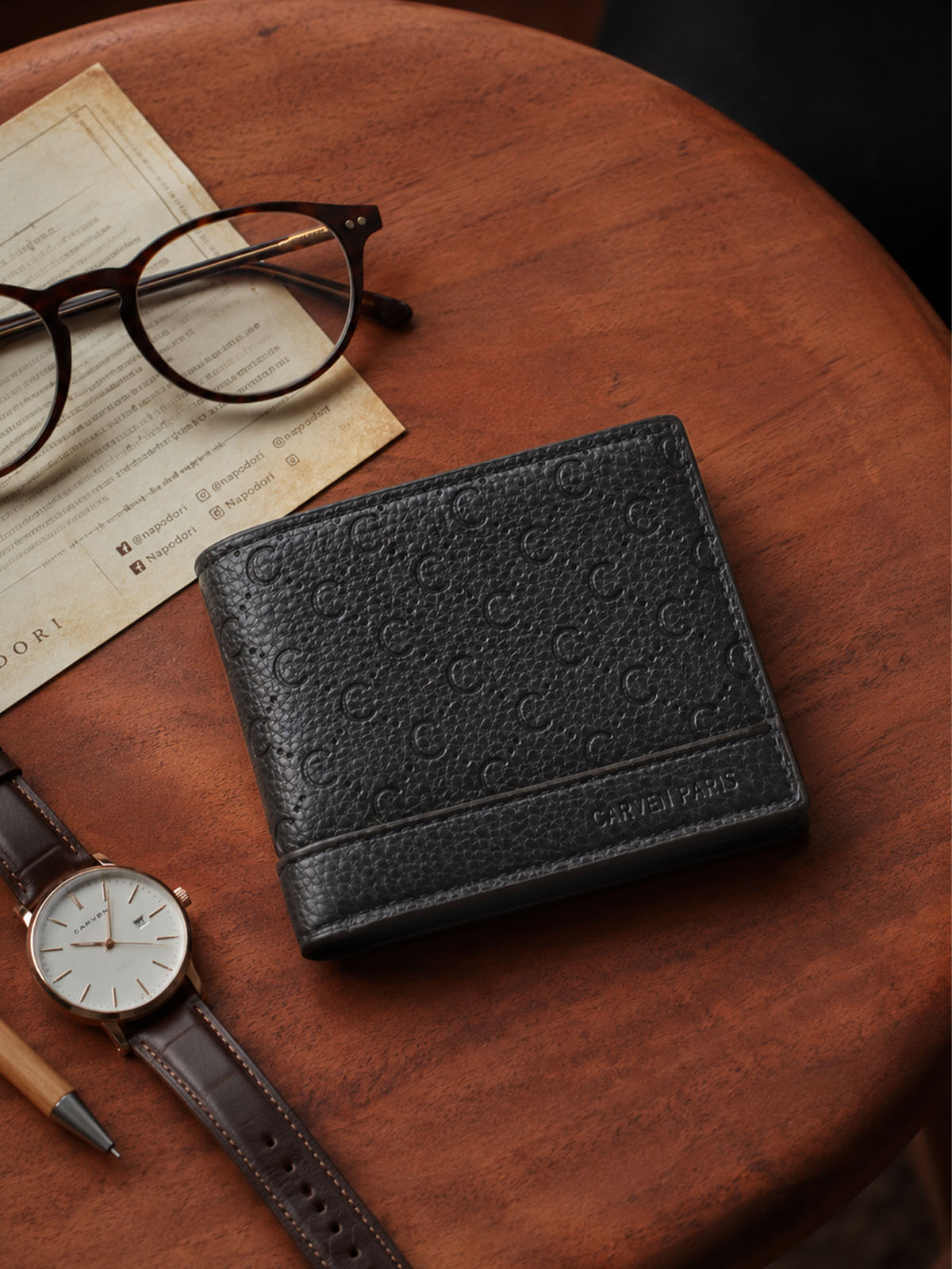 Billetera hombre Lucca negra con monedero Carven Paris