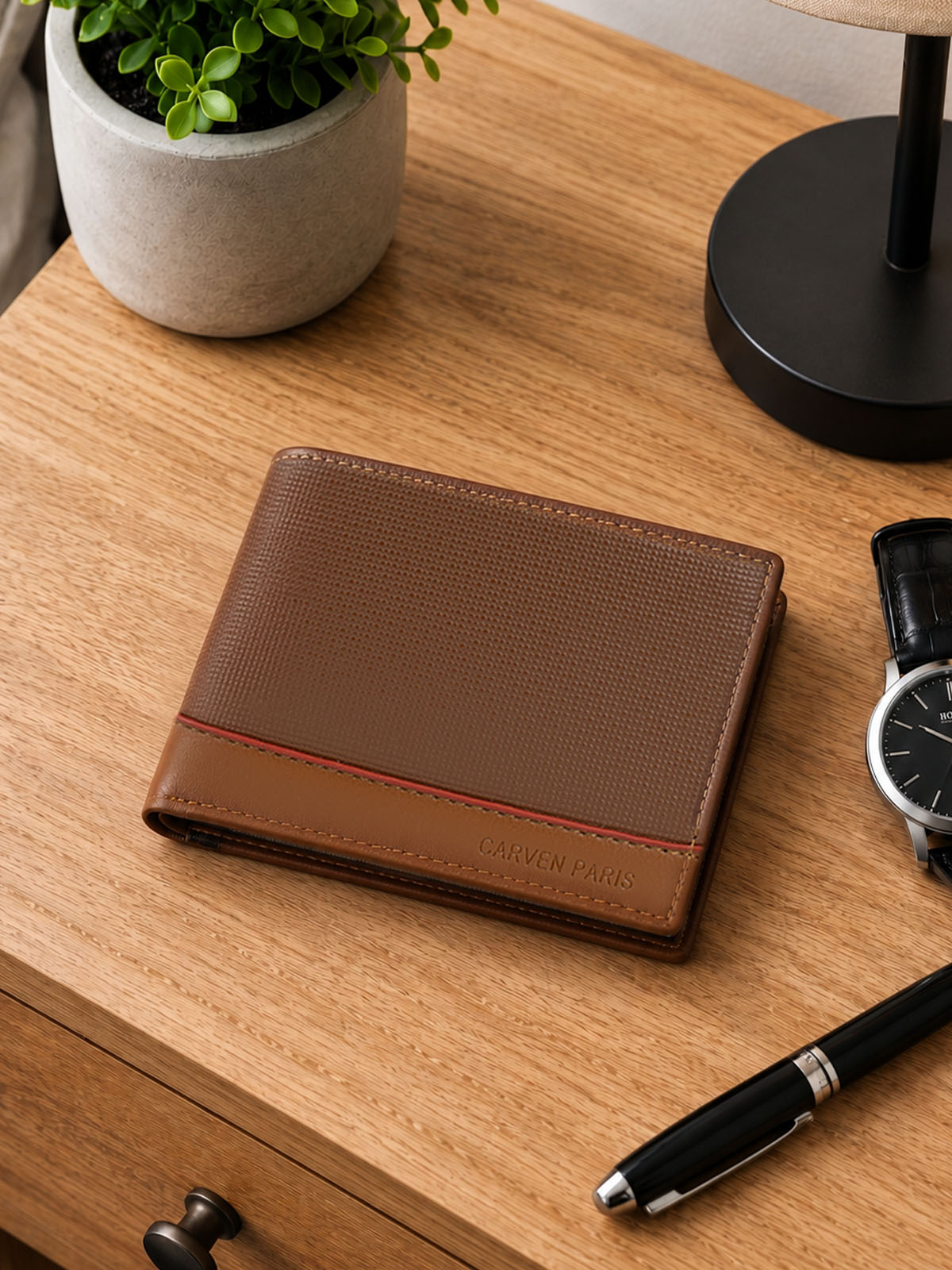 Billetera hombre Gino café con monedero Carven Paris