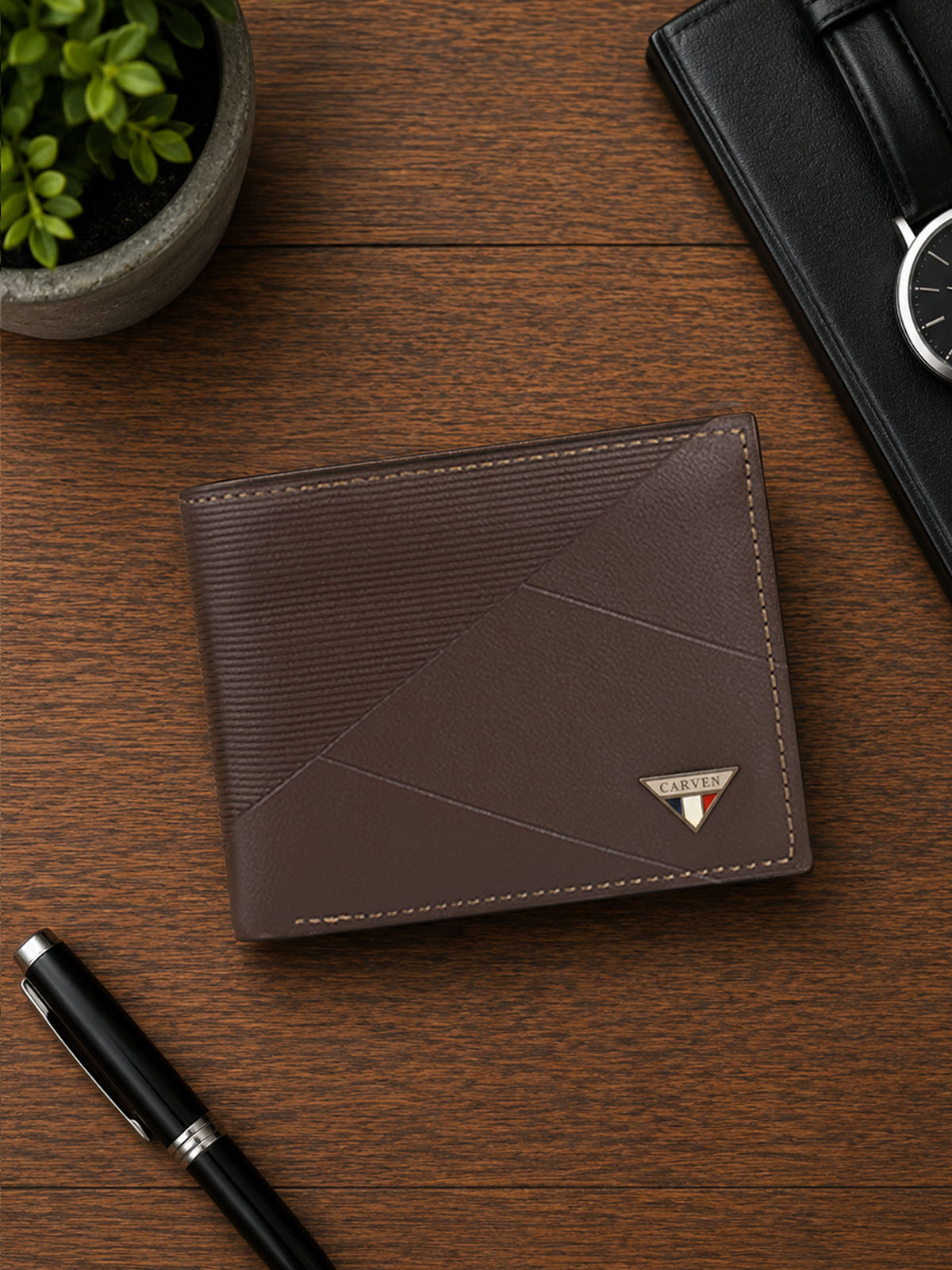 Billetera hombre Enzo café con monedero Carven Paris
