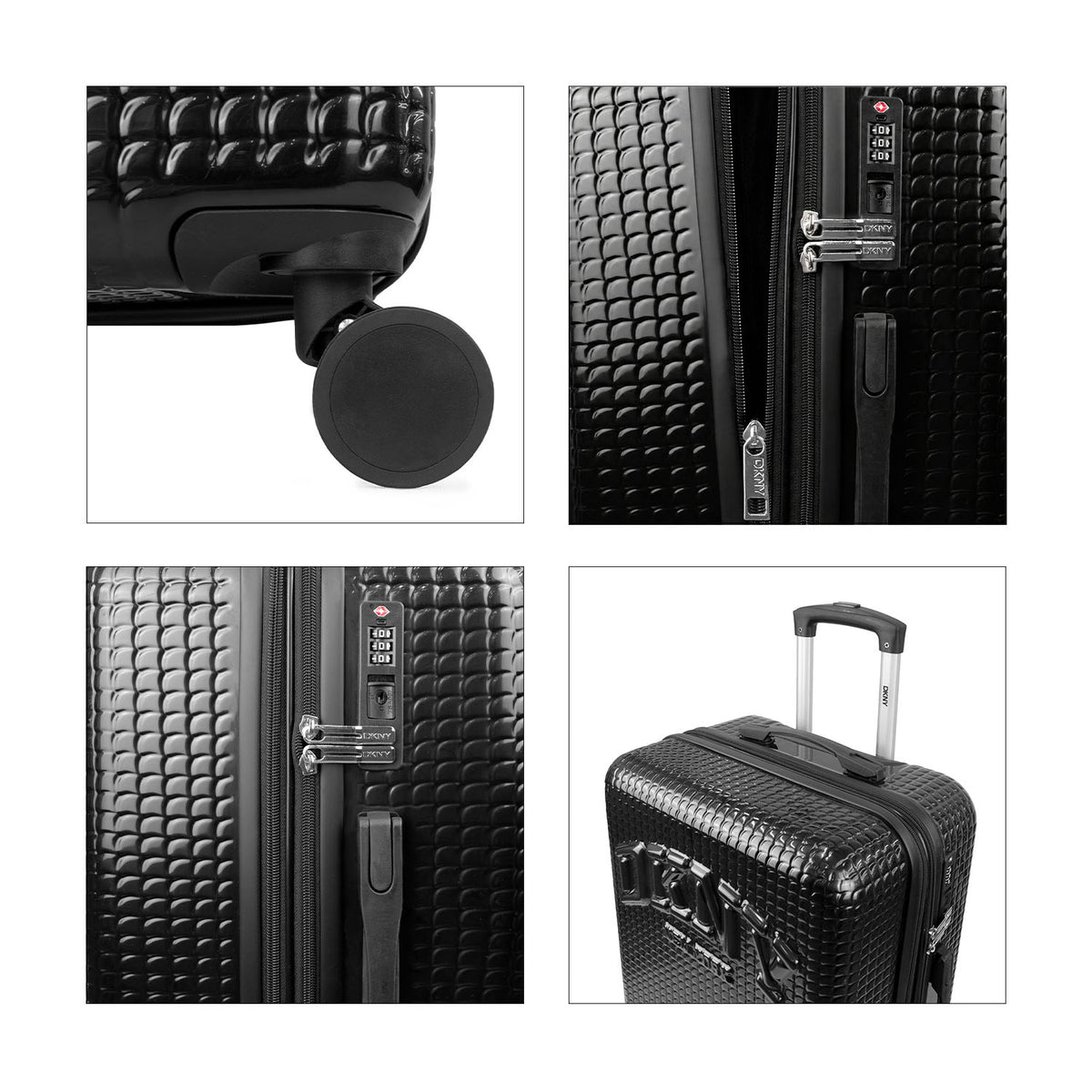 Pack Maleta Grande DKNY Hot Town negra + Set 6 Organizadores de Viaje