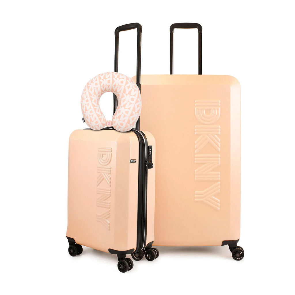 Pack 2 Maletas DKNY Beveled S+L Rosado + Almohada de Viaje Memory Foam