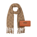 Pack Billetera Ava brown + Pañuelo café