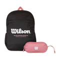 Pack mochila Atom negra + estuche Charlotte rosado