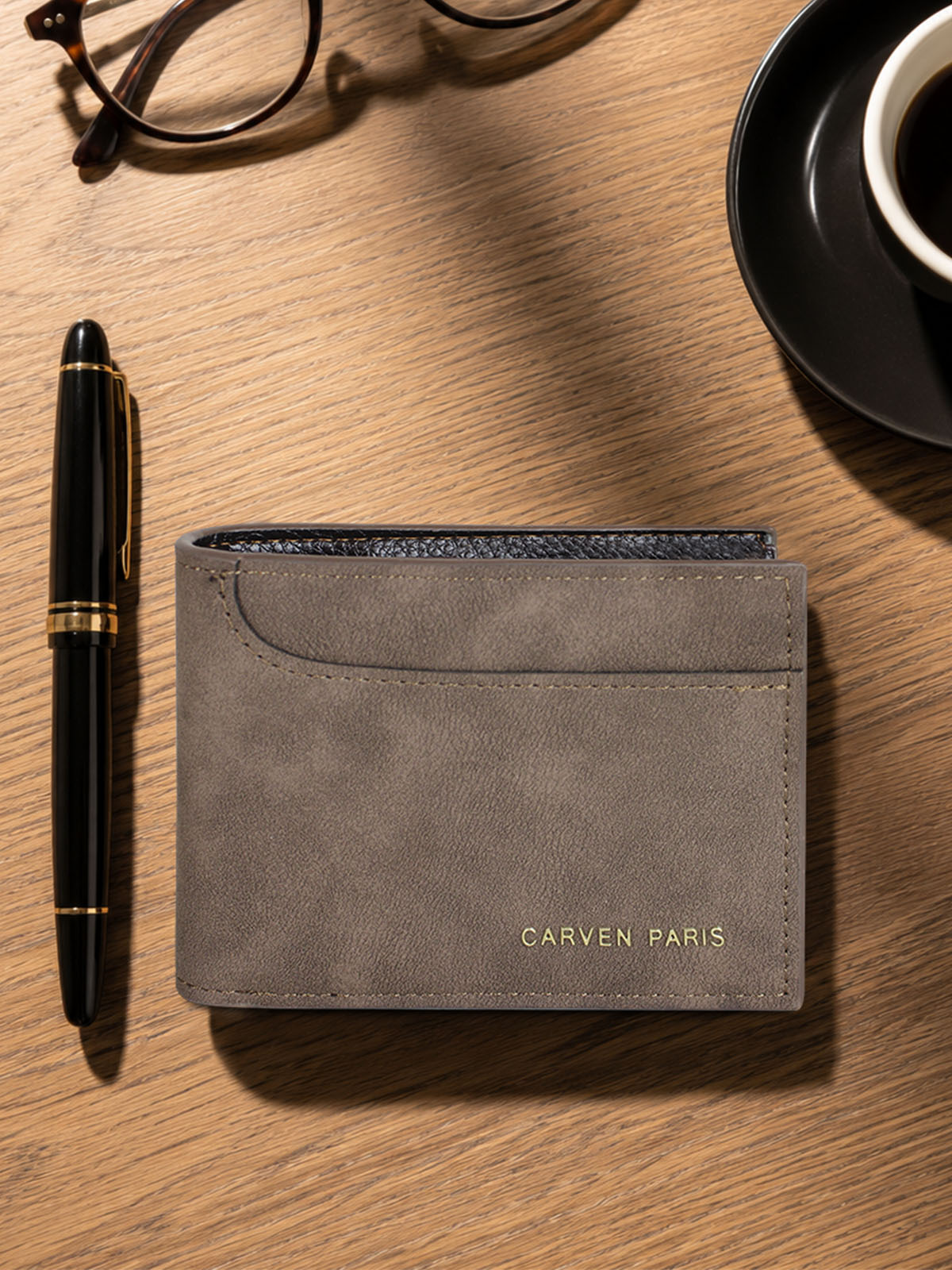 Billetera hombre Jack café oscuro con monedero Carven Paris
