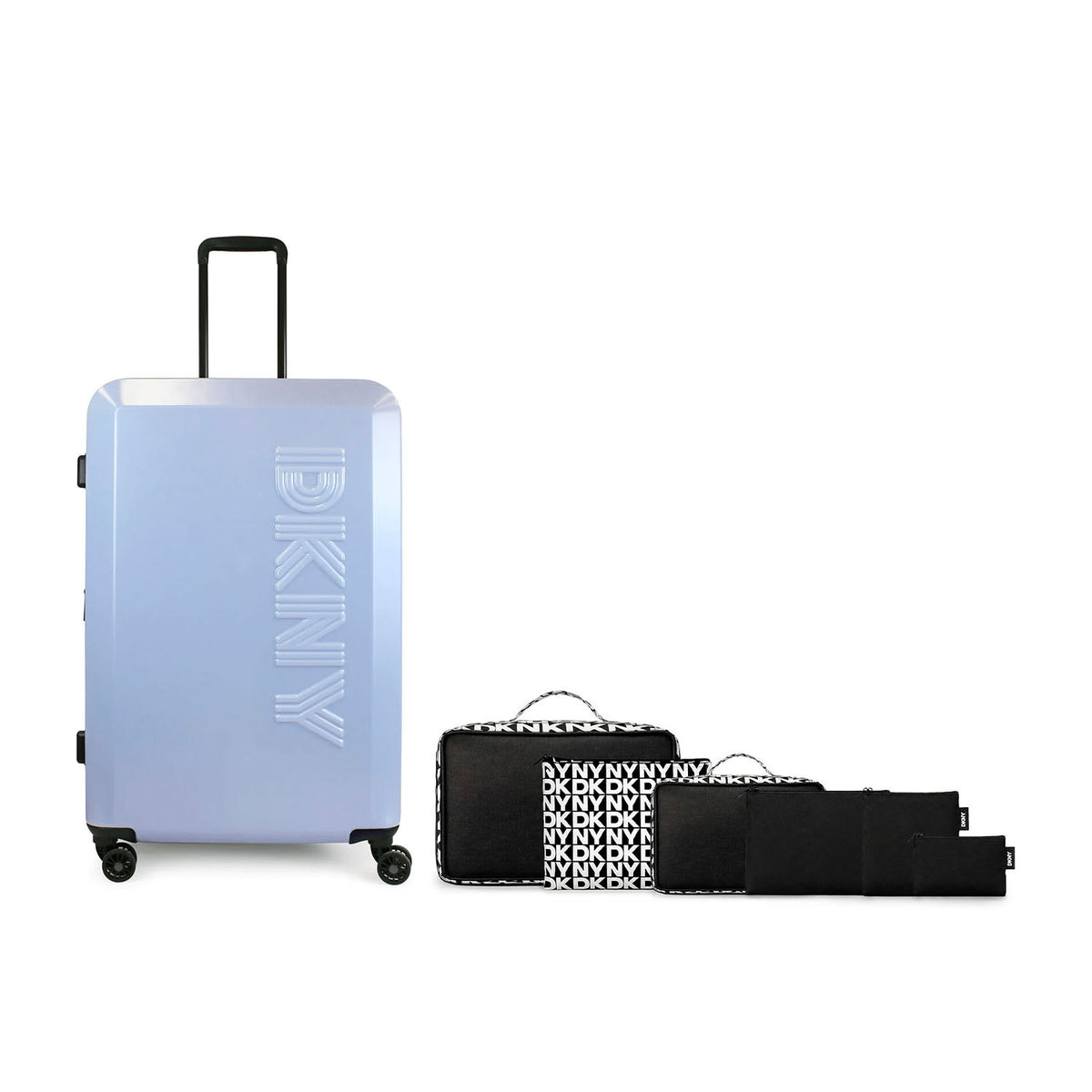 Pack Maleta Grande DKNY Beveled celeste + Organizador de viaje 6 piezas