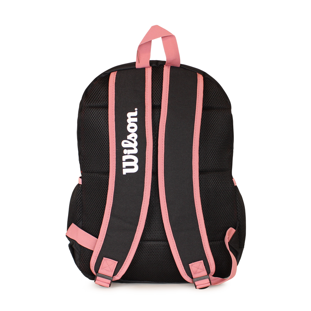 Pack mochila Atom negra + estuche Charlotte rosado