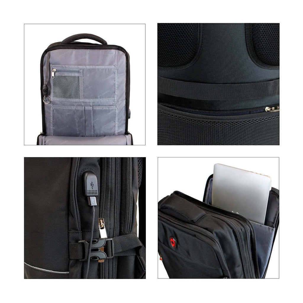 Mochila ejecutiva viaje con portanotebook y USB negro
