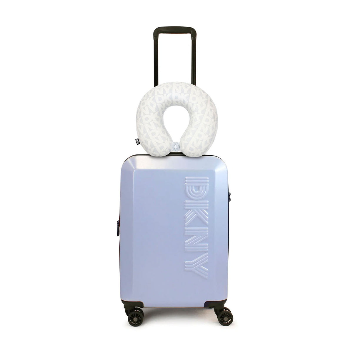 Pack Maleta Cabina 10kg DKNY Beveled celeste + Almohada de Viaje Memory Foam