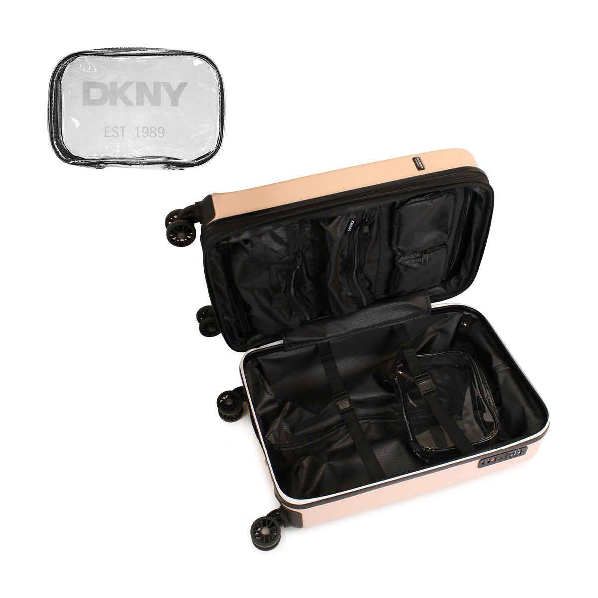 Pack 2 Maletas DKNY Beveled S+L Rosado + Almohada de Viaje Memory Foam