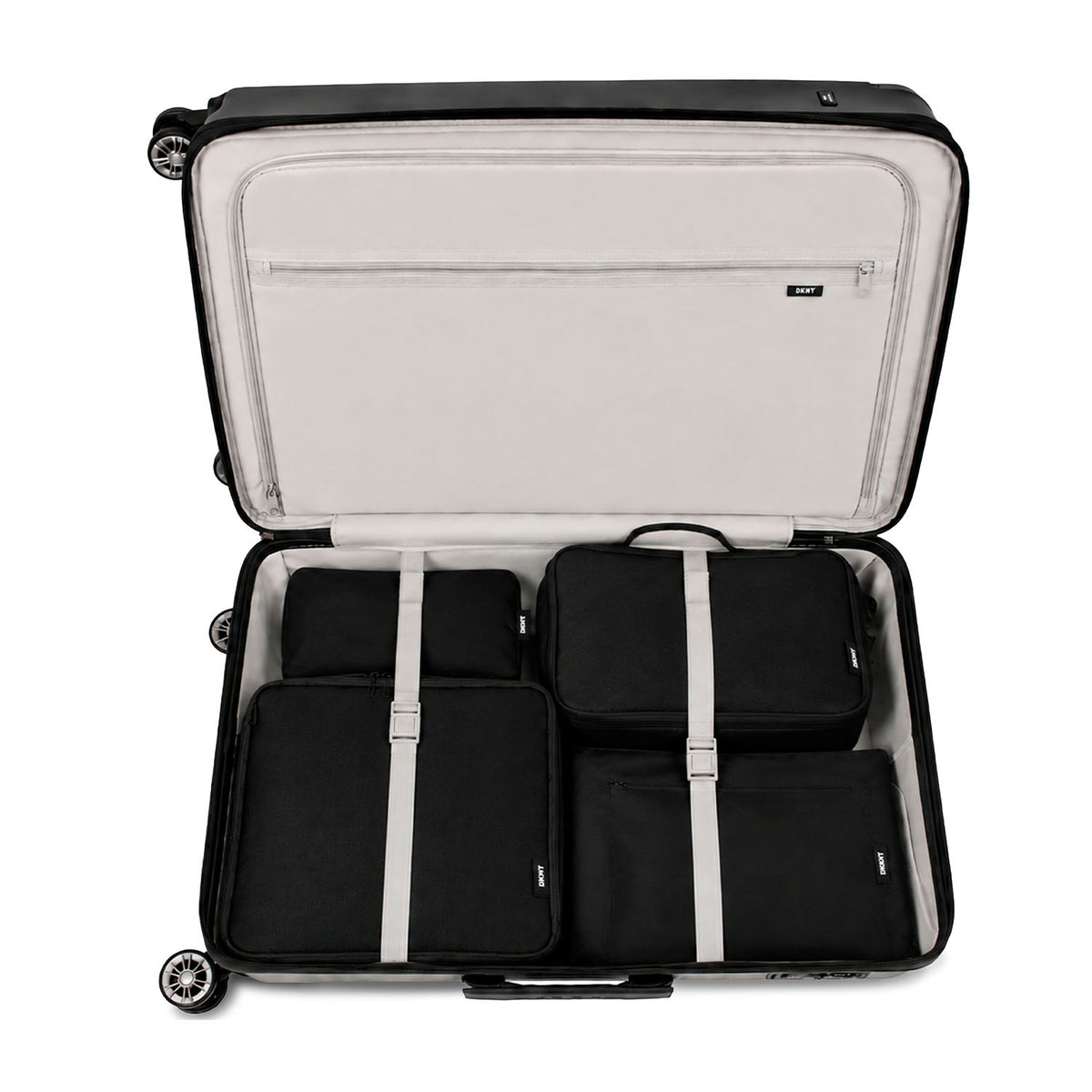 Pack Maleta Grande City Scape + Organizador 6 piezas negro DKNY