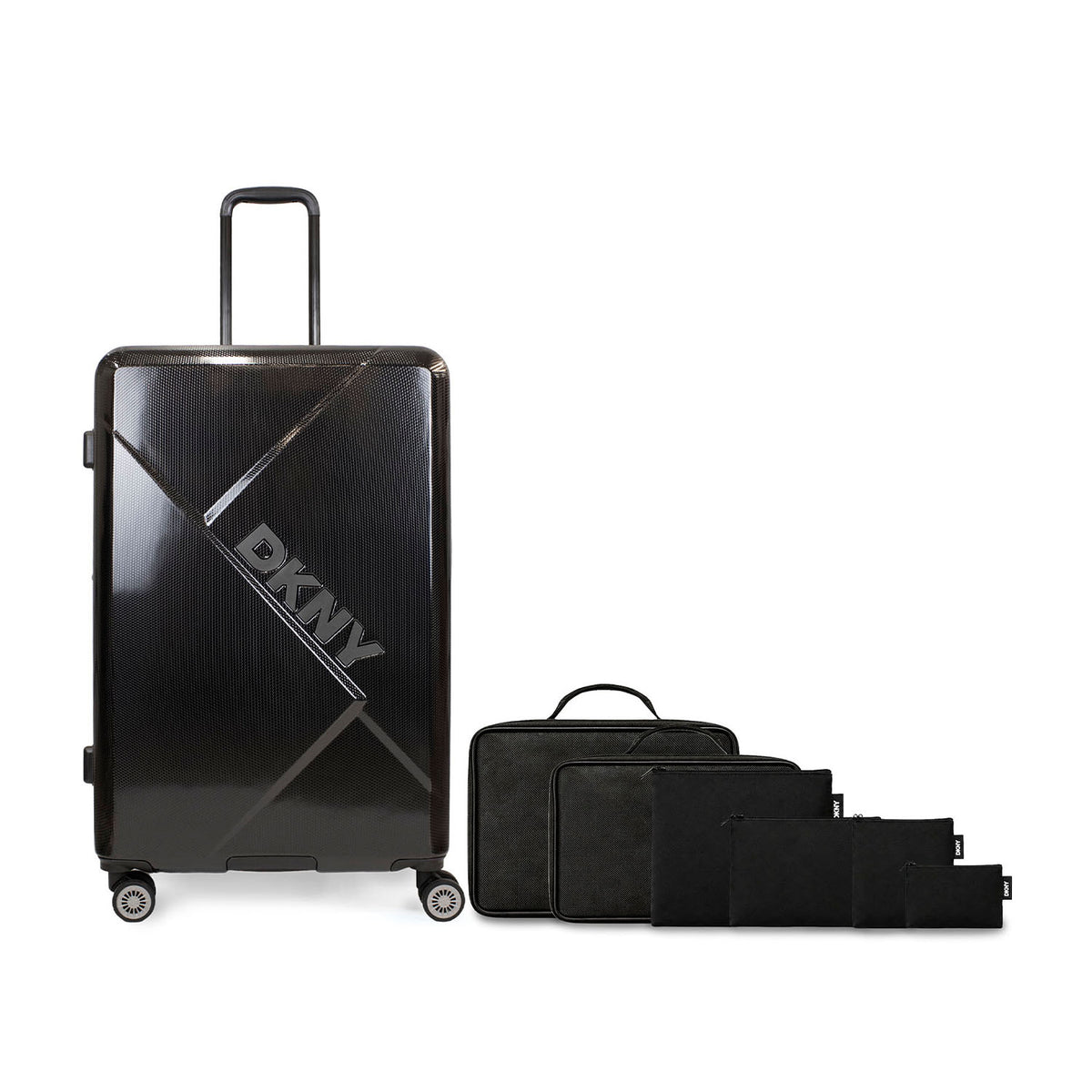 Pack Maleta Grande DKNY Your Call negra + 6 organizadores de viaje