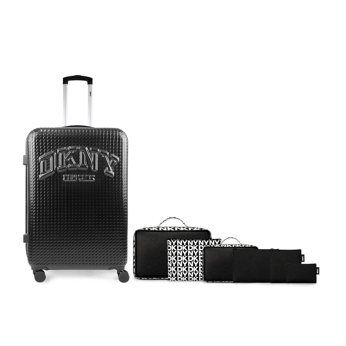 Pack Maleta Grande DKNY Hot Town negra + Set 6 Organizadores de Viaje