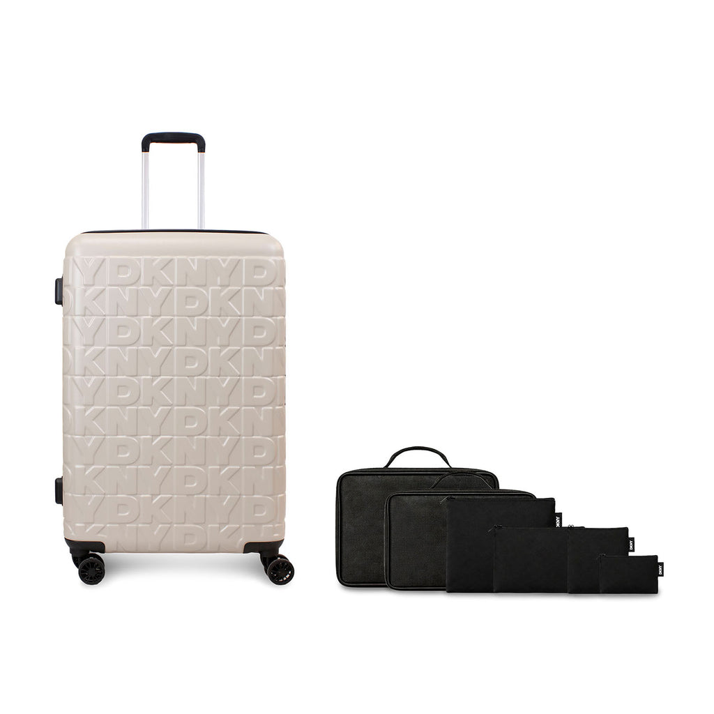 Pack Maleta Grande Meghan beige + Set Organizadores de Viaje DKNY negro