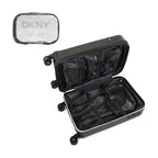 Set 2 Maletas DKNY Beveled S+L negra + Almohada + Organizador 6 piezas café