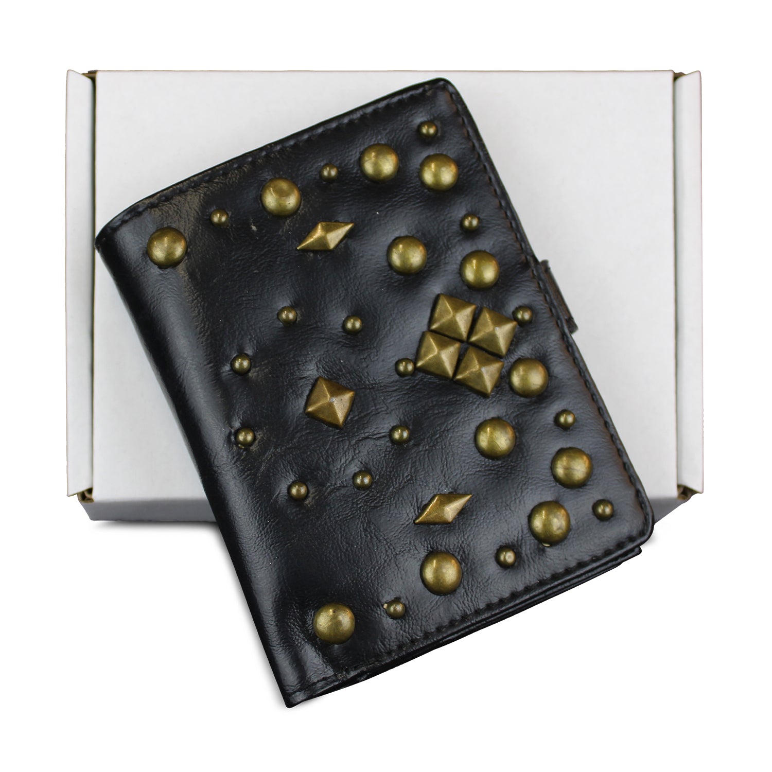Billetera de mujer negra con tachas Kubayoff negro