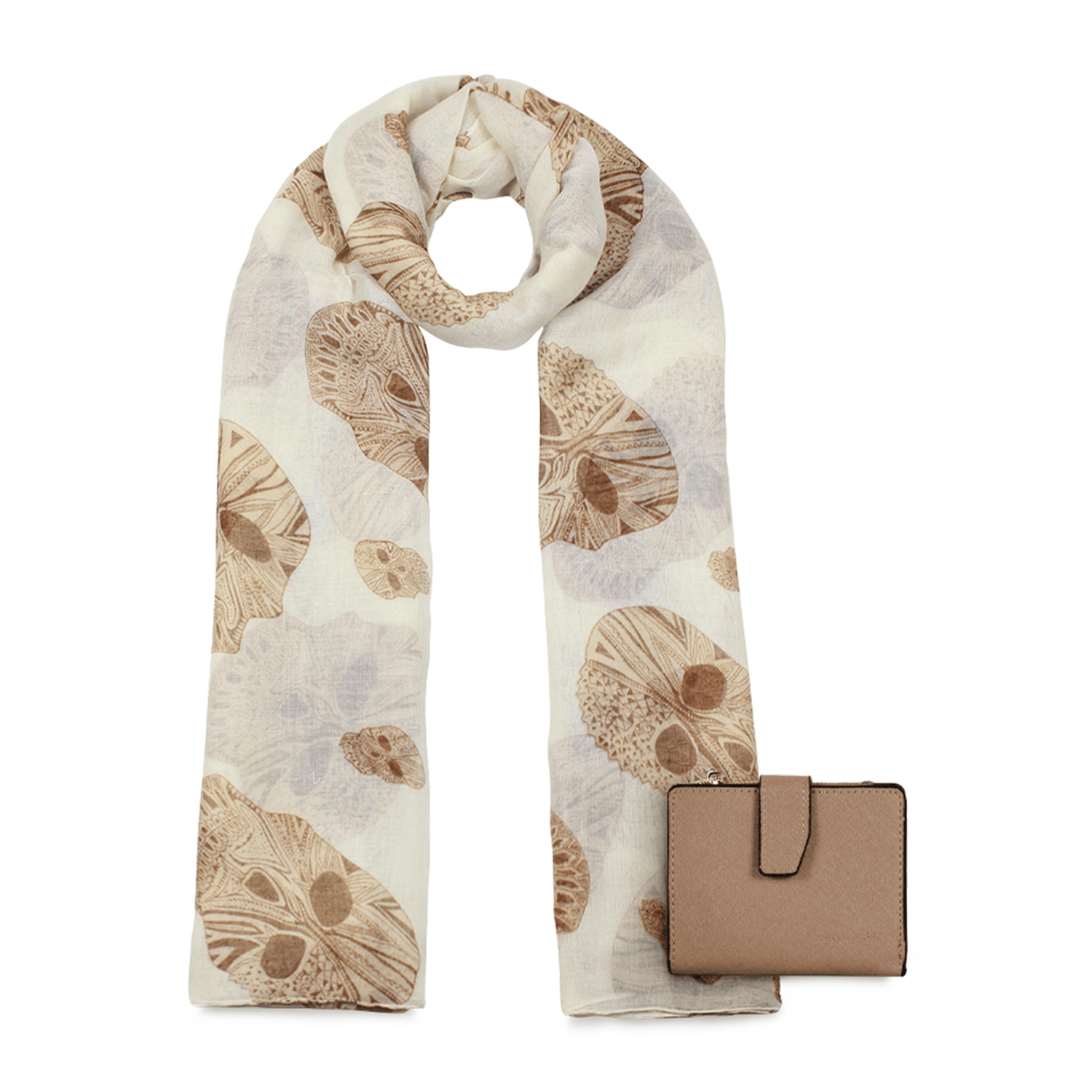 Pack Billetera Briana + Pañuelo Omani beige