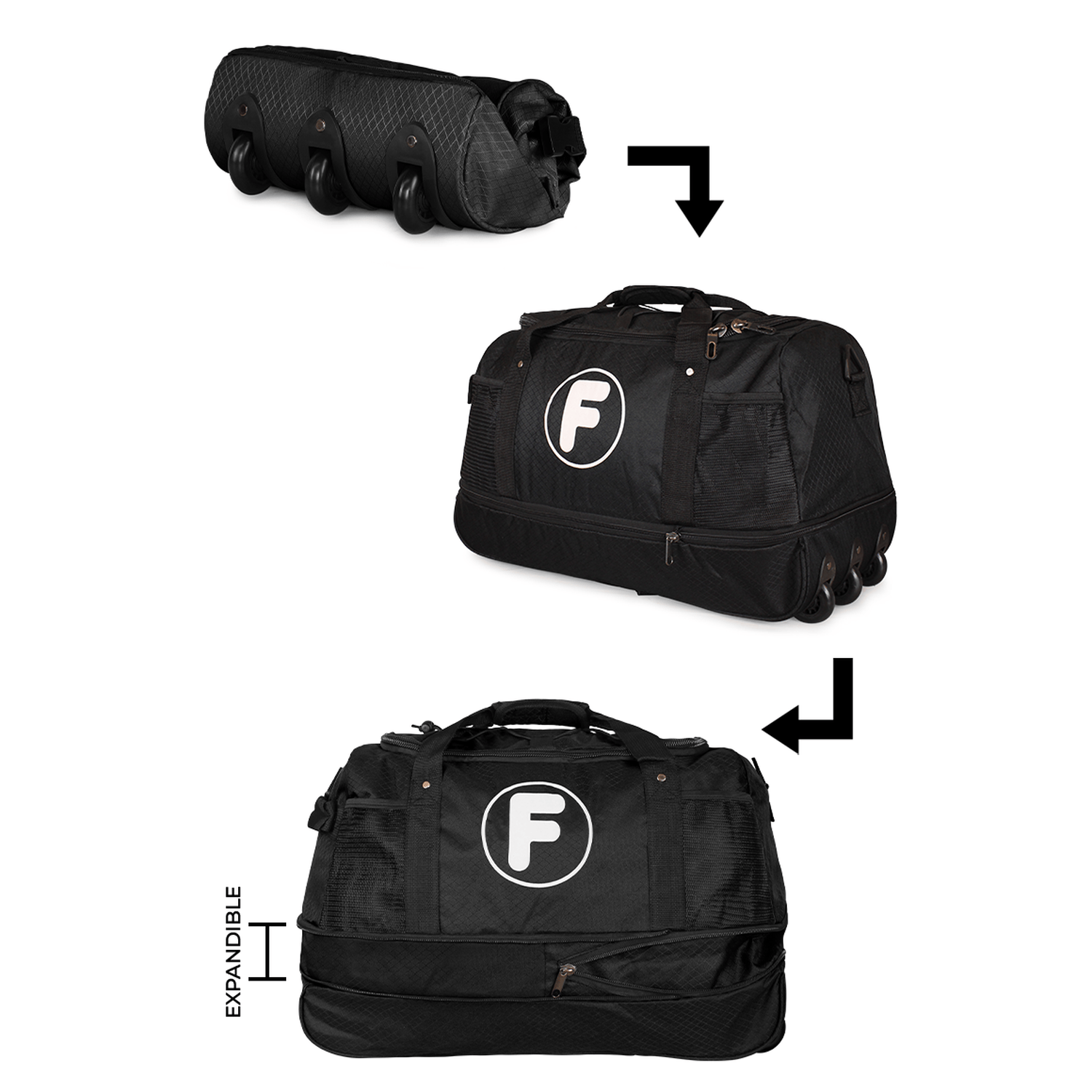 Bolso con ruedas Goliat negro