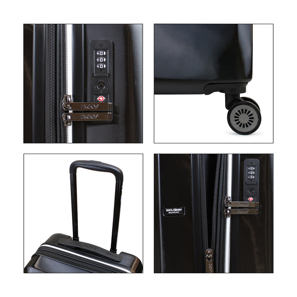 Pack 2 Maleta S+L Soho negra + Almohada + 6 organizadores de viaje DKNY