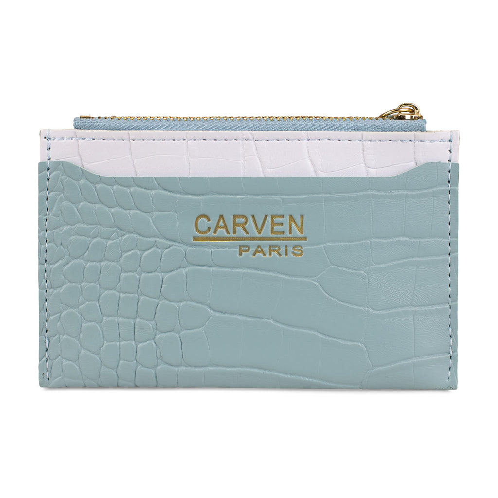 Billetera tarjetero mujer con monedero Zoe Carven celeste