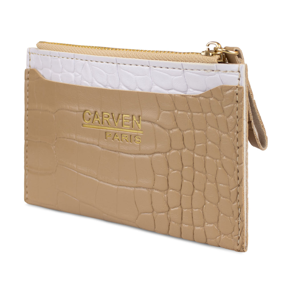 Billetera tarjetero mujer con monedero Zoe Carven beige