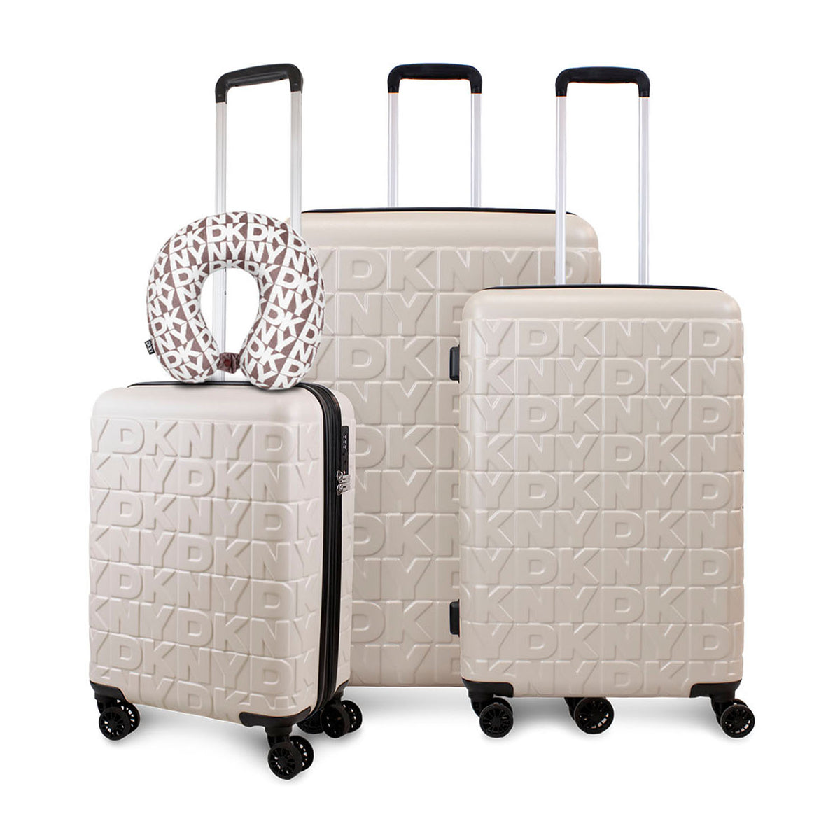 Set Maletas S+M+L Meghan beige + Almohada de viaje DKNY