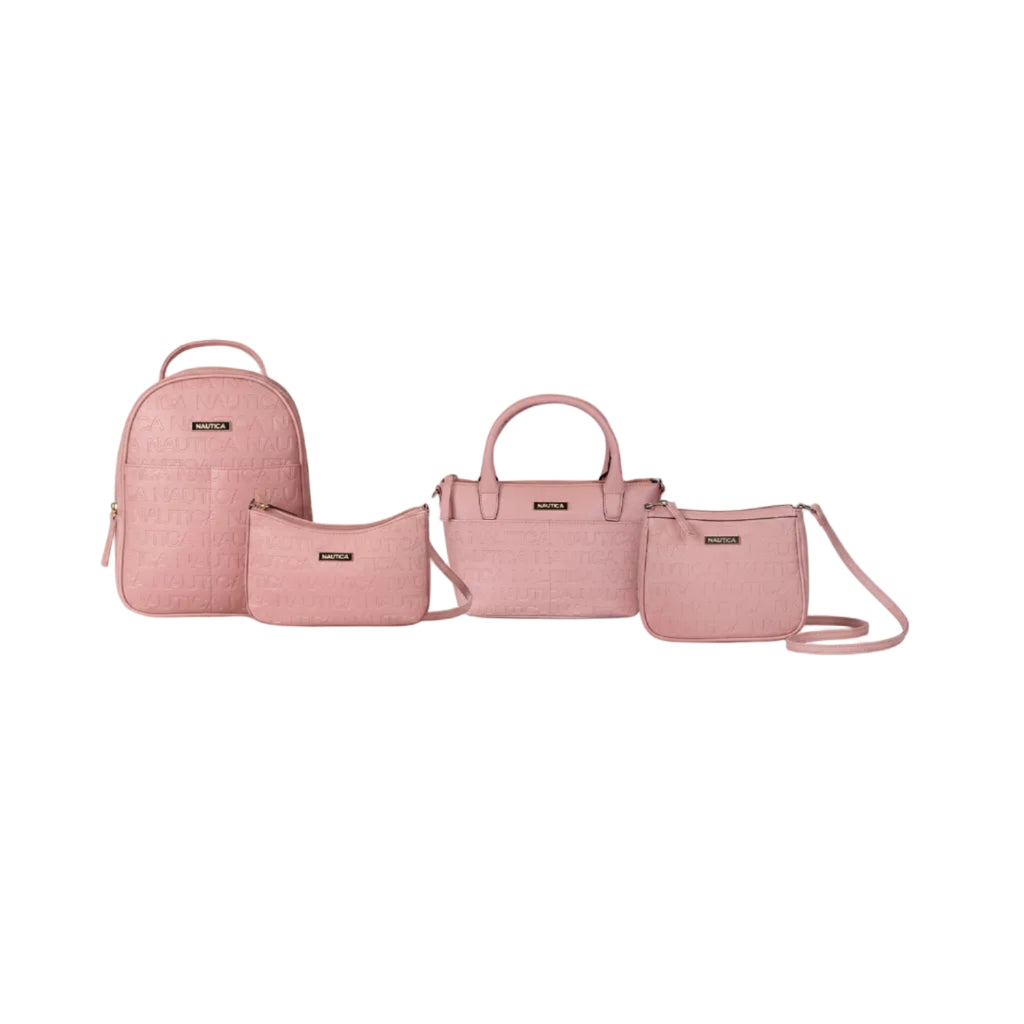 Pack de 4 Mochila + bandolera + Cartera + Bolso tipo cartera rosa