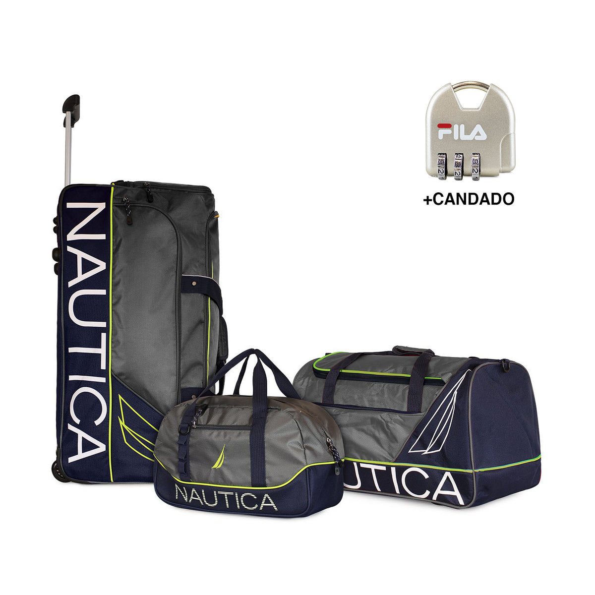Set 3 Bolsos de Viaje con ruedas Mannar gris